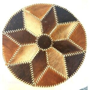 Cowhide Handmade Western 20 In Wall Hanging Patchwork Folk Art Country Core